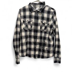 Black and White Plaid Button-Up Shirt